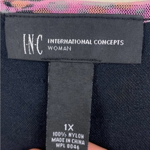 INC international concepts pink black paisley beaded cold shoulder blouse 1X - Picture 6 of 7